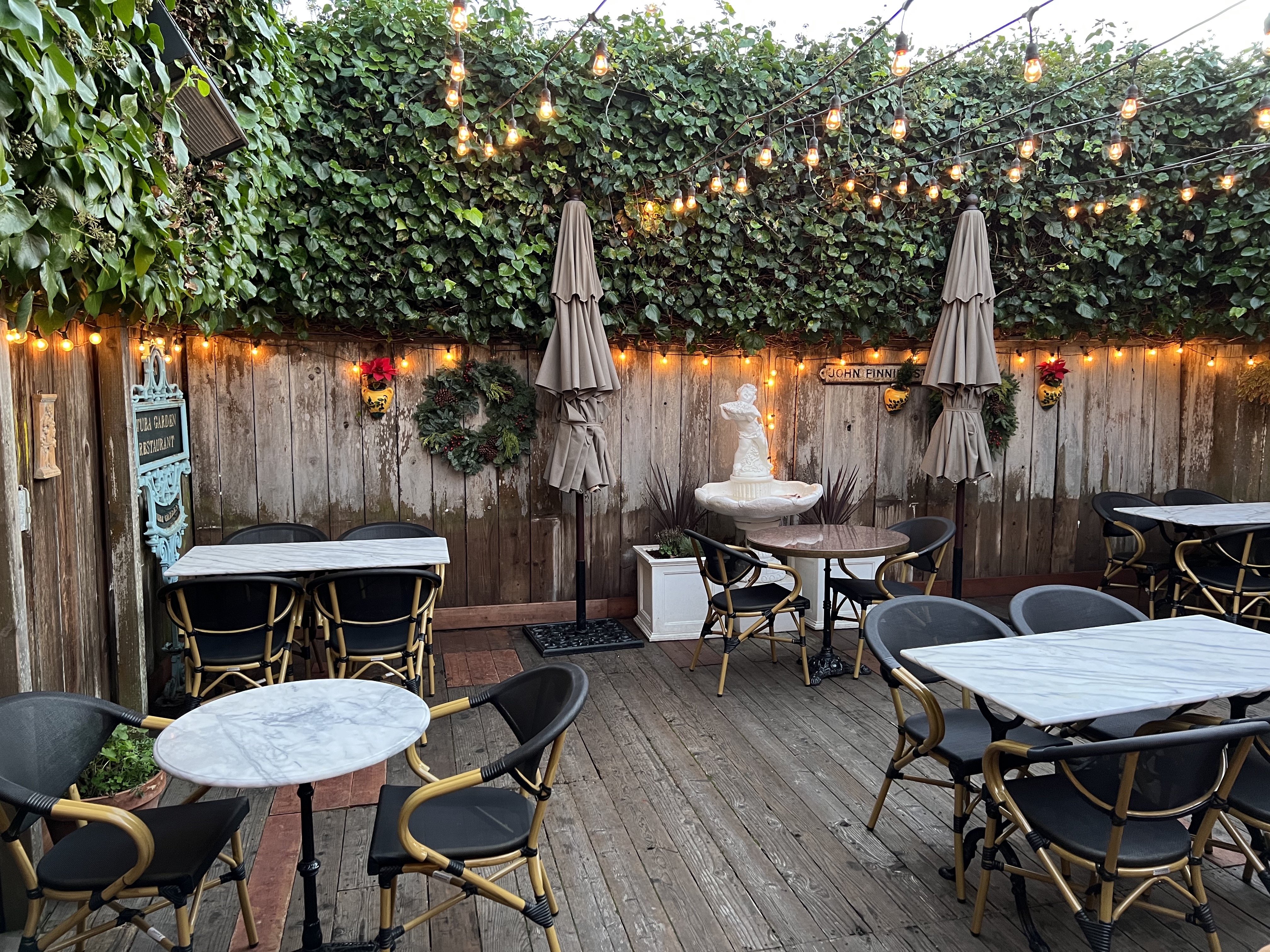 The garden at the Magic Flute Restaurant